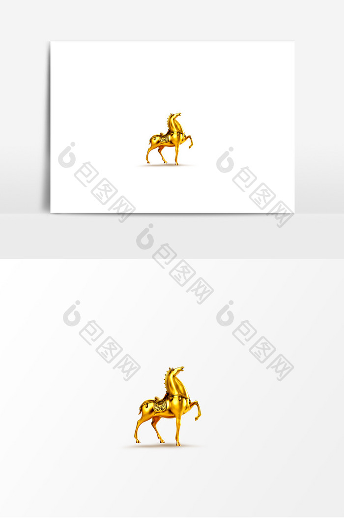 金色大气金属马装饰元素