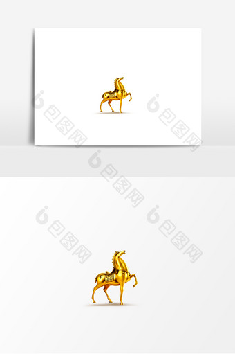 金色大气金属马装饰元素图片