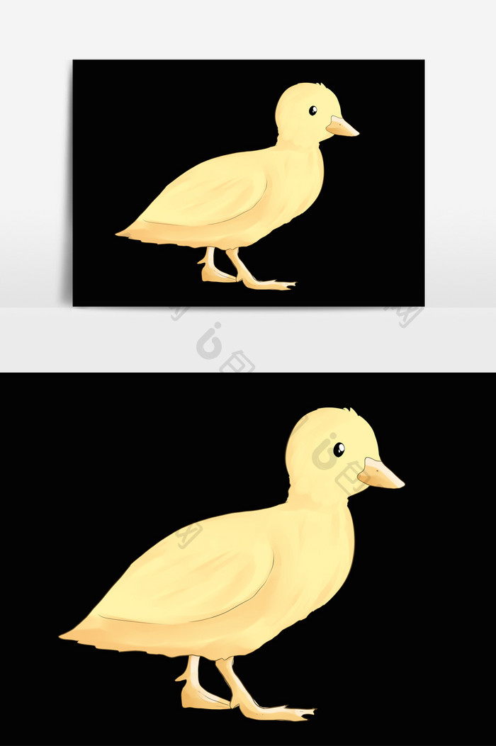 鸭子手绘卡通形象元素