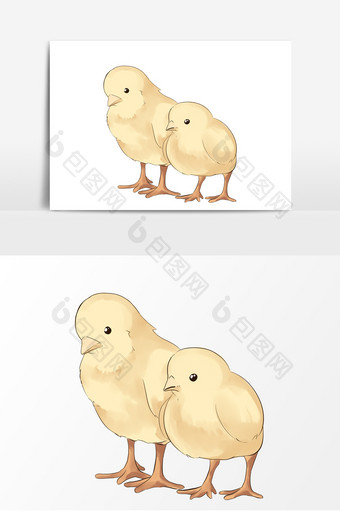 家禽小鸡手绘卡通元素图片