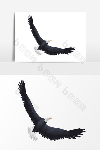 手绘小暑黑色飞翔的鹰元素图片