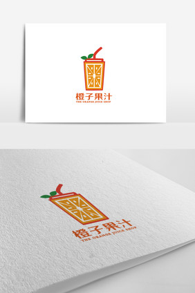 插画风格果汁店主题logo设计