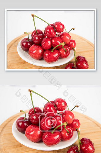 鲜红色新鲜樱桃实拍高清图片