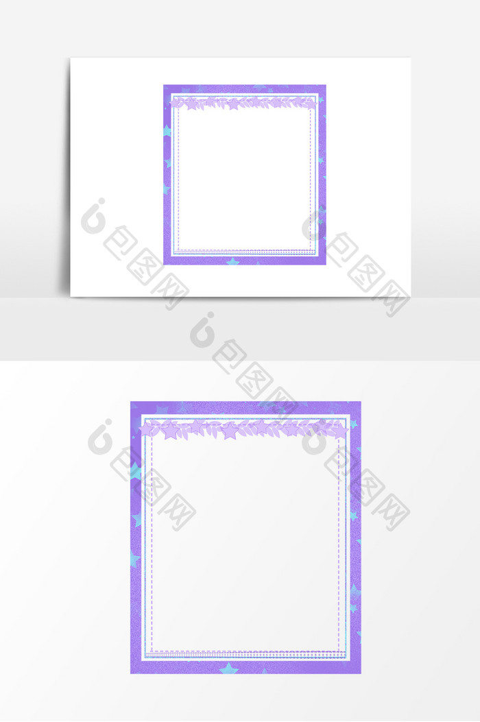 星星日系叶子手绘边框图片手绘相框