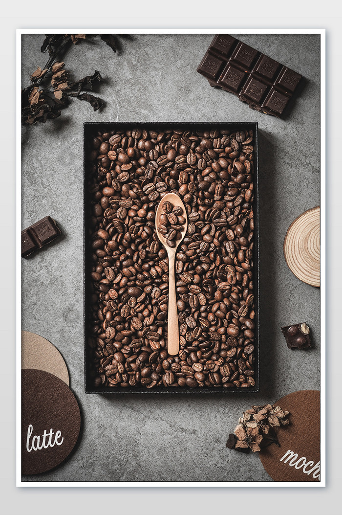 创意咖啡豆美食摄影图片