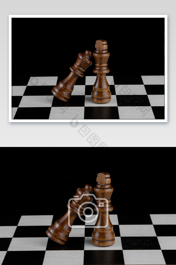 黑底棋盘国际象棋摆拍的摄影图片