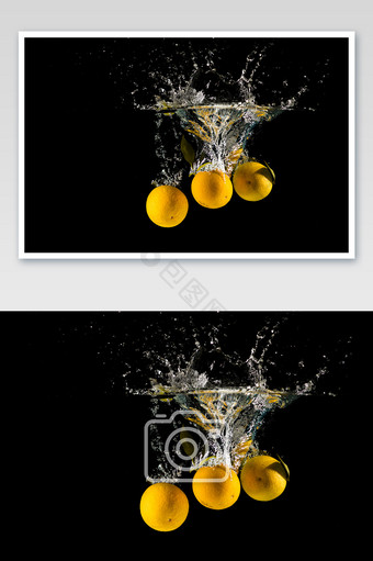 新鲜橙子创意水花摄影图片