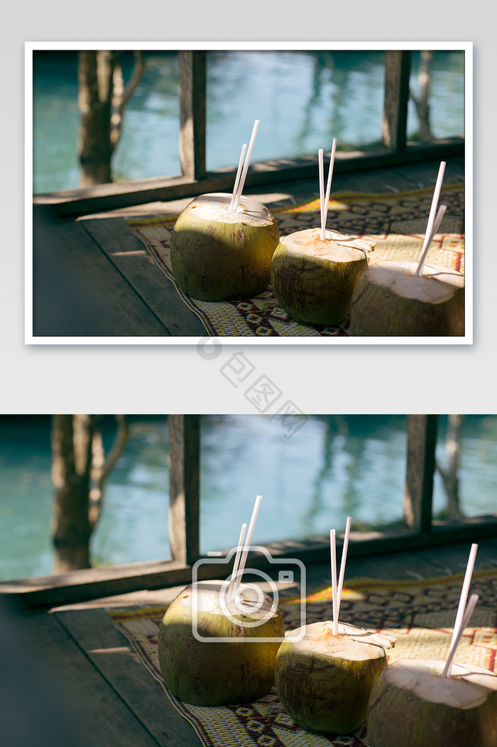 椰子椰汁夏日果饮图片