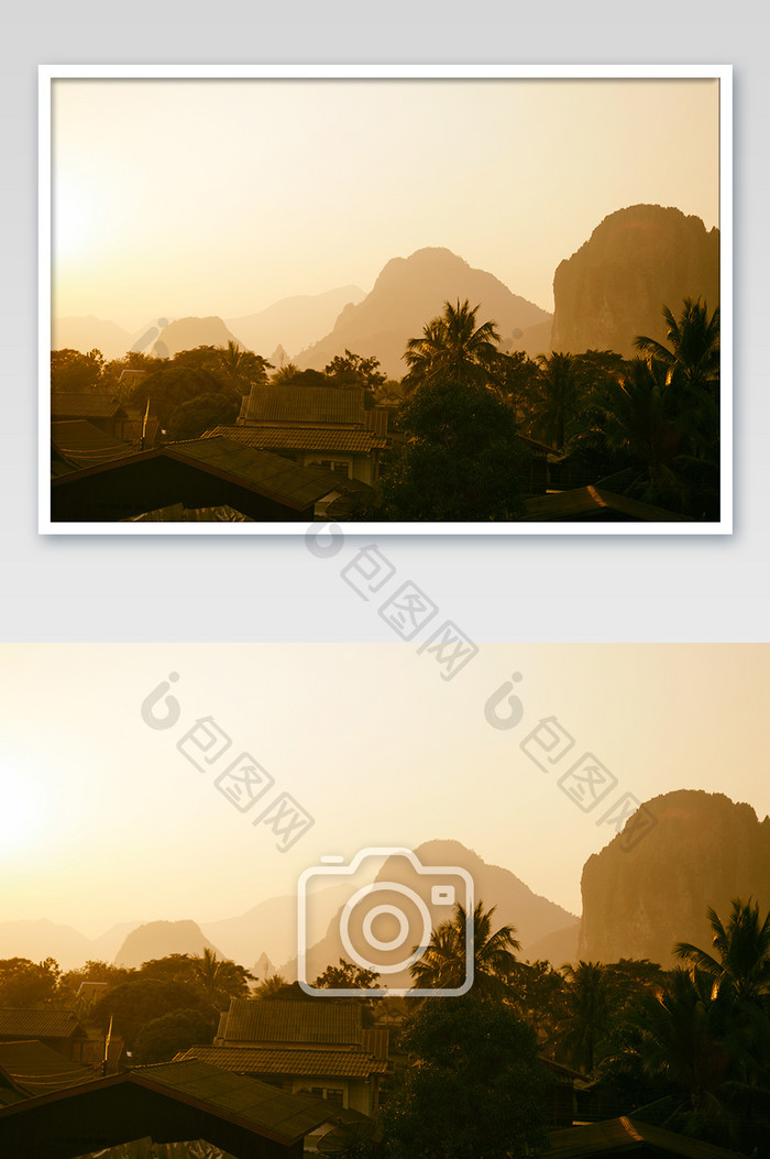 老挝清晨风光景色