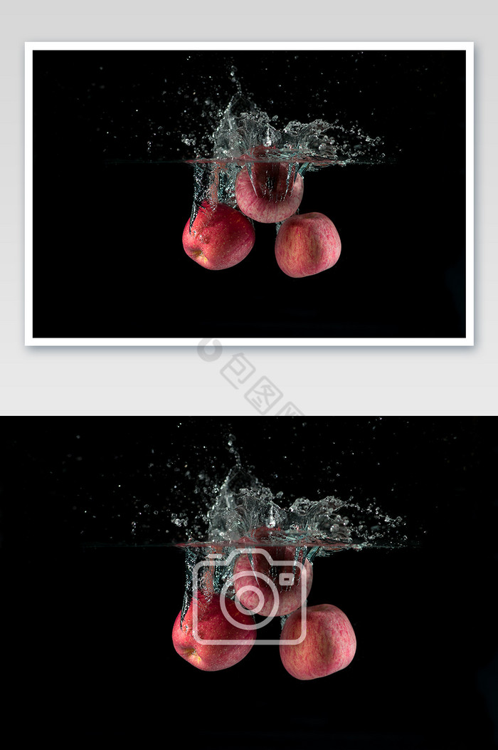 维生素水果苹果水花摄影图片