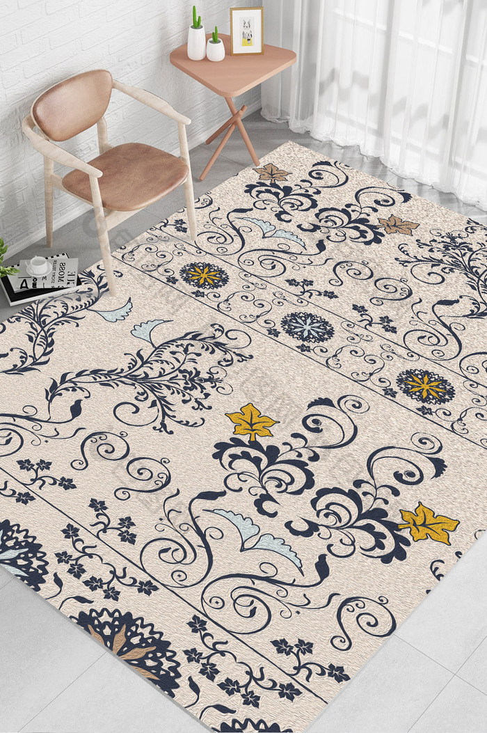 欧式印花纹样复古花纹图案地毯图案