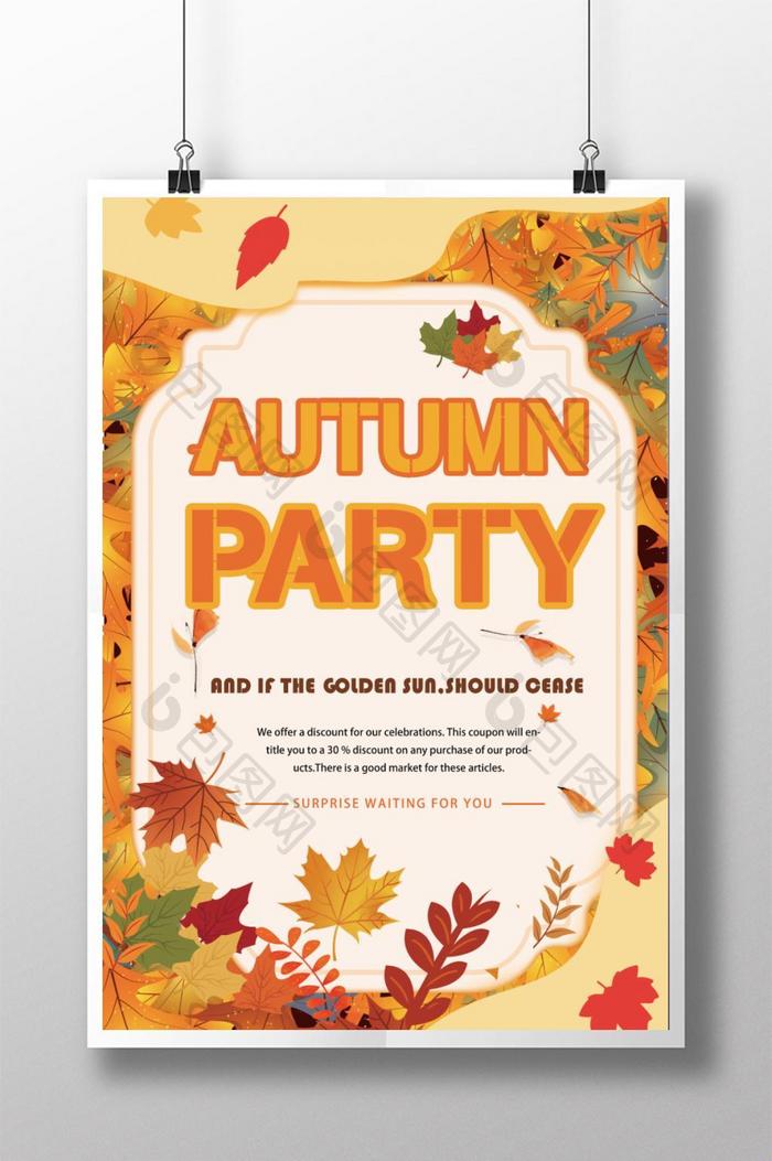 Yellow autumn event poster design  