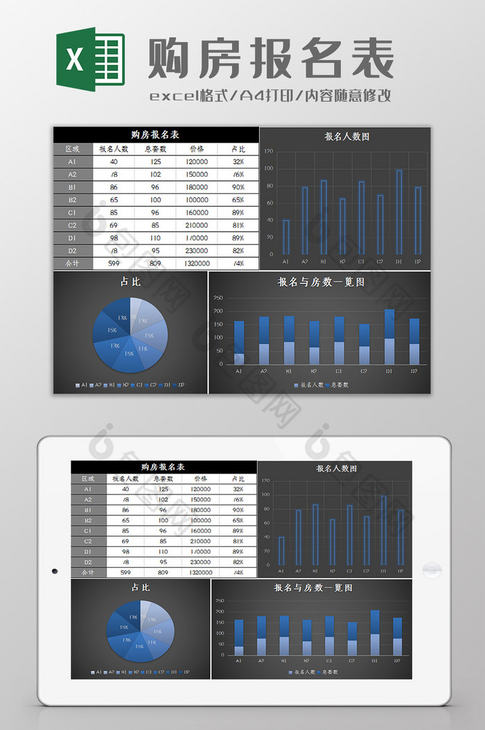 自动生成购房报名表excel模板