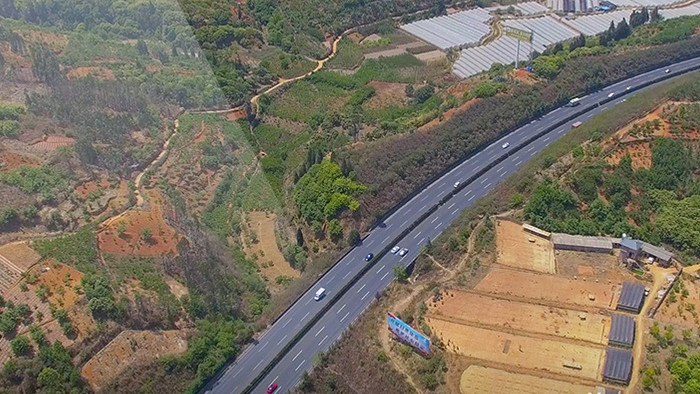 4k云南高原山地地区高速公路航拍