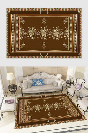 复古欧式纹样古典图案地毯图片