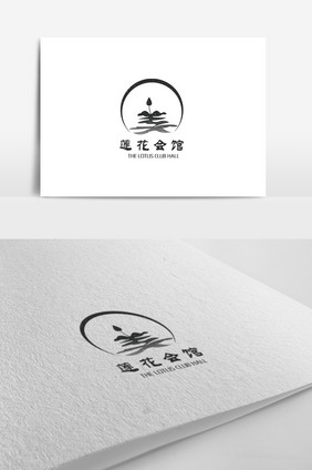 复古中国风莲花主题logo设计