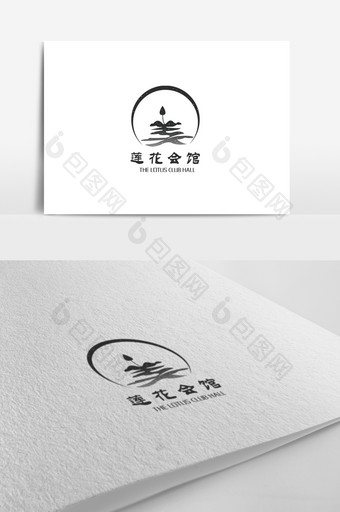 复古中国风莲花主题logo设计图片