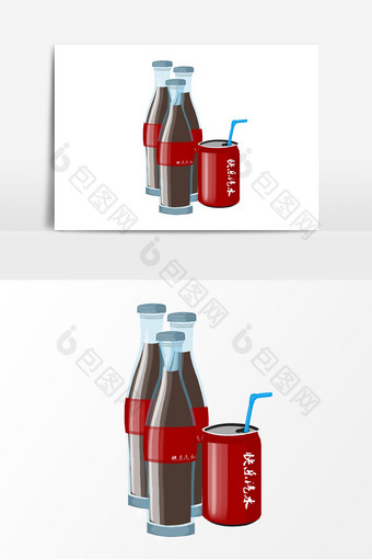 手绘夏天可乐可乐瓶元素图片