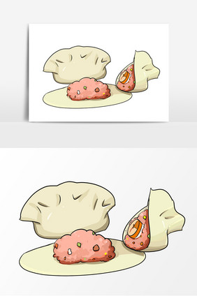 饺子手绘卡通元素图案