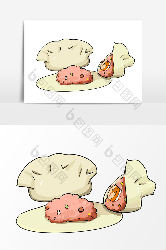 饺子手绘卡通元素图案