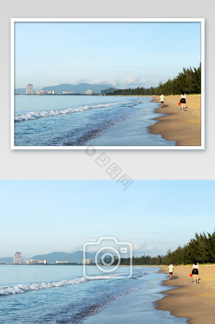 三亚海棠湾风景海浪沙滩拾贝图片