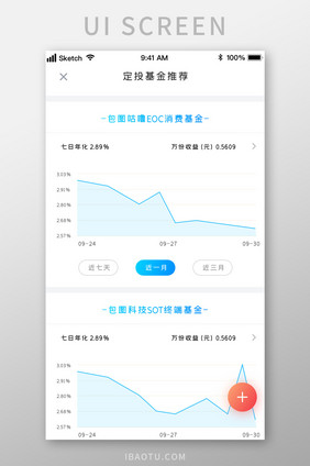 时尚投资理财基金数据走势UI移动界面