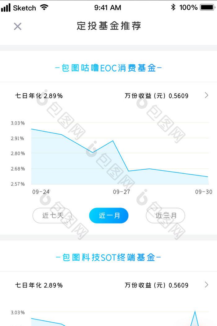 时尚投资理财基金数据走势UI移动界面