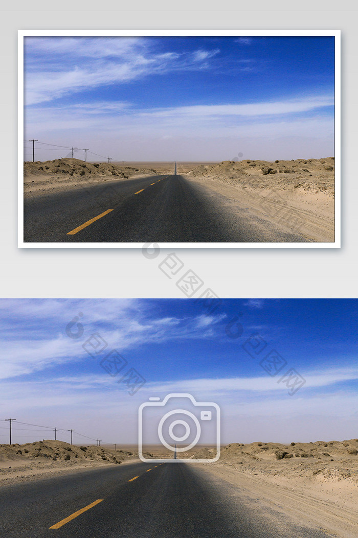 蓝色大气无人区公路摄影图片