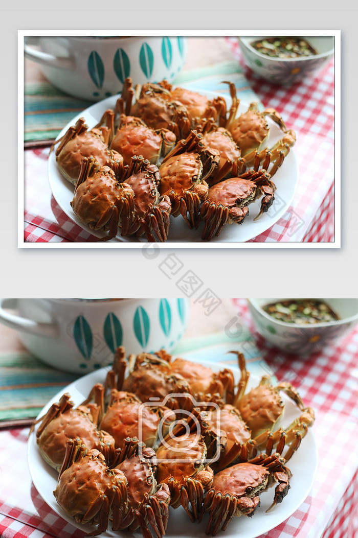 日系餐饮清蒸大闸蟹摄影图片图片