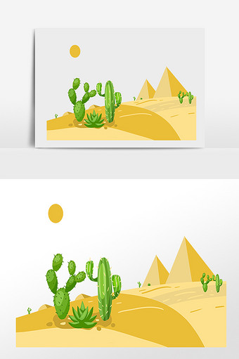 手绘沙漠莫慌植物仙人掌插画图片下载