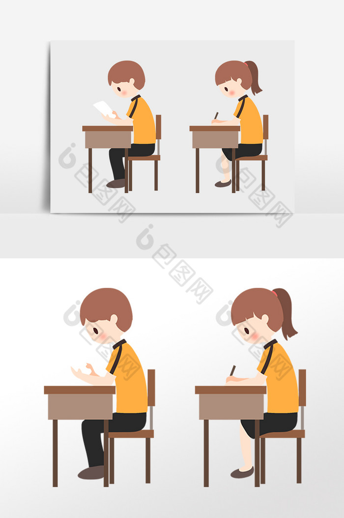 高考考场考试高中生插画图片