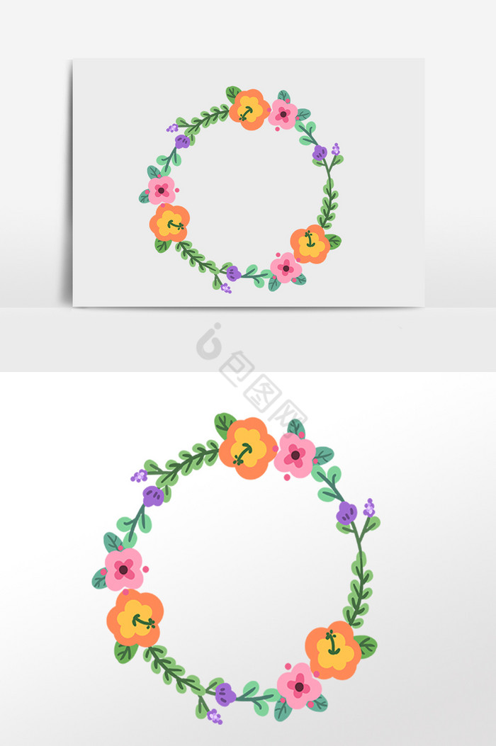 植物花朵装饰花环插画图片