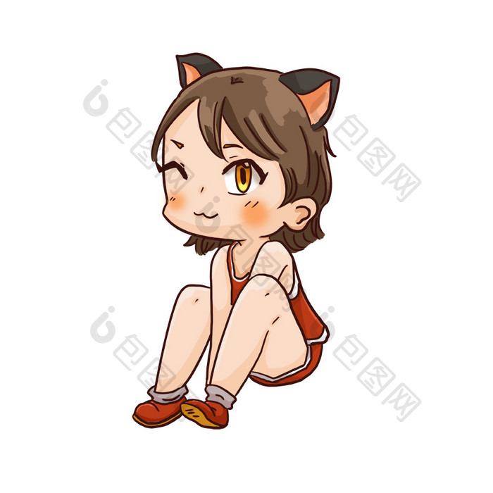 二次元gif表情包卡通猫耳运动小正太 图片下载 包图网