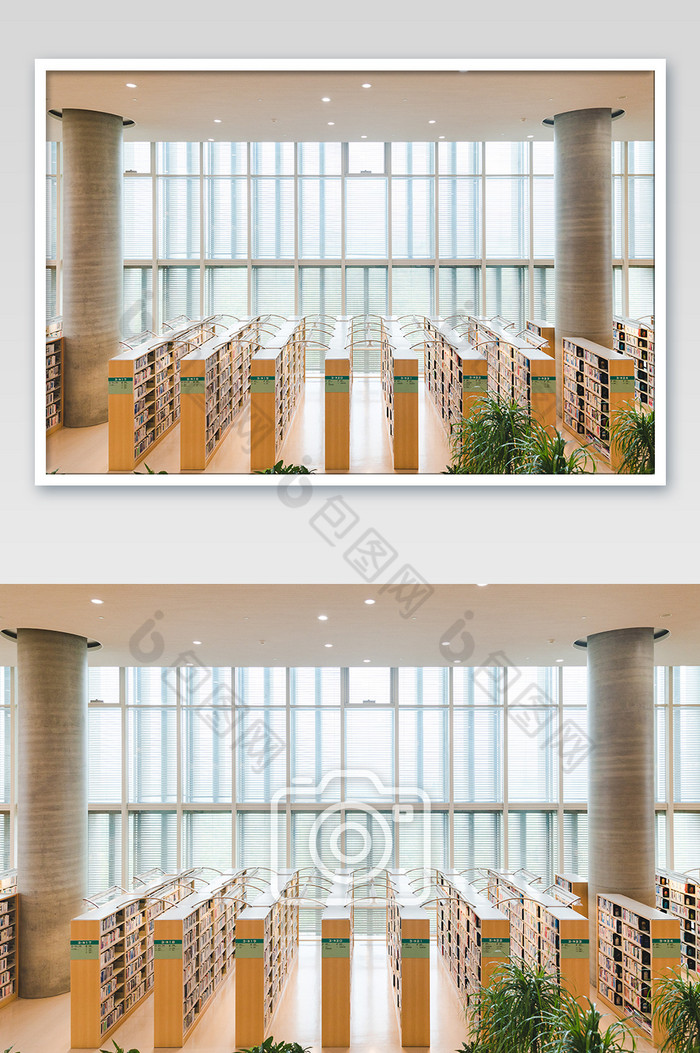 黄色清新图书馆建筑摄影图片图片