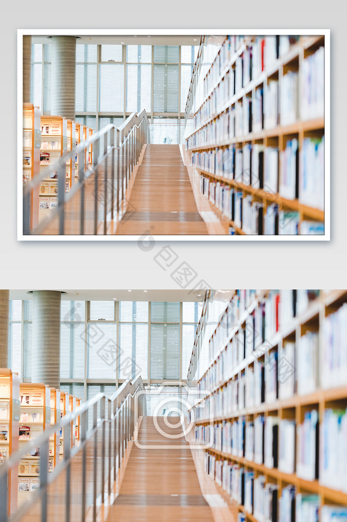 图书馆内部阶梯摄影图片