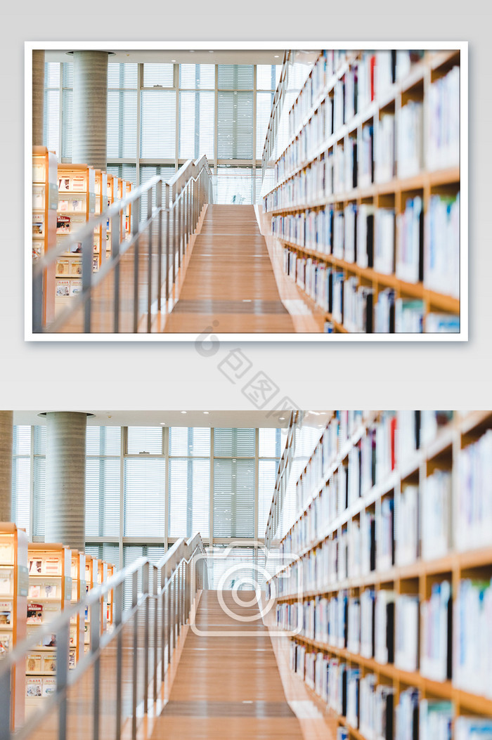 图书馆内部阶梯摄影图片