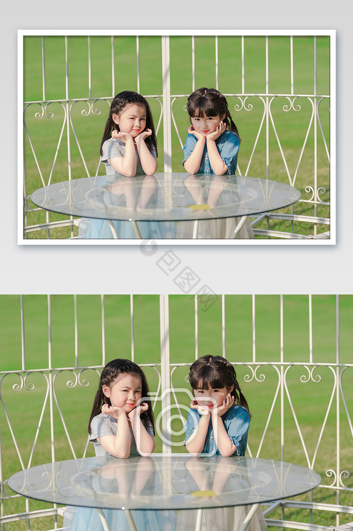 六一儿童节户外童年草地玻璃桌活泼摄影图片