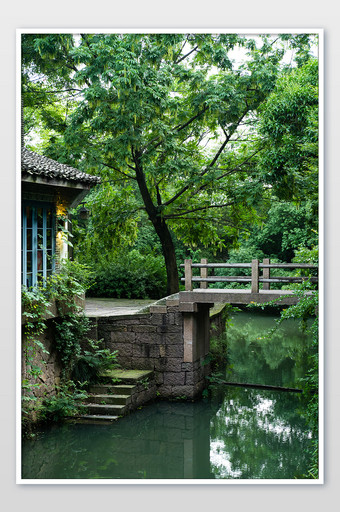 中式古代建筑桥梁石头桥旅行庭院摄影图图片