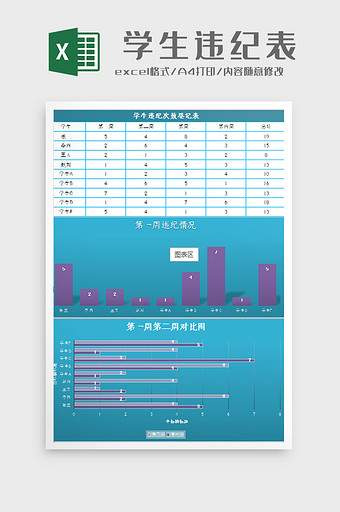 自动生成学生违纪记录表excel模板图片