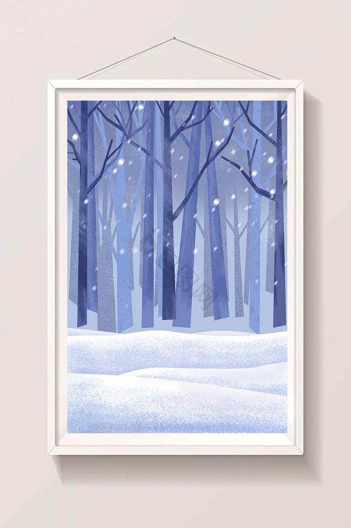 雪中的森林插画图片