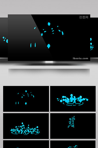 16组4K手绘漫画水花动效视频素材图片