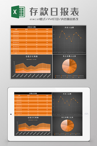 存款日记账表excel模板图片