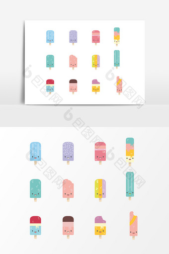 彩色雪糕冰棍设计素材图片