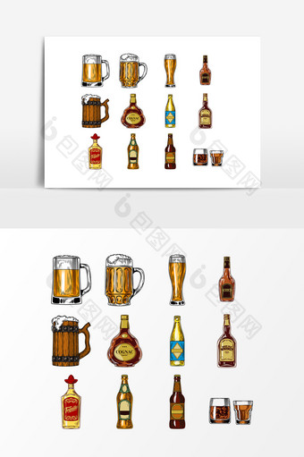 威士忌酒杯啤酒设计素材图片