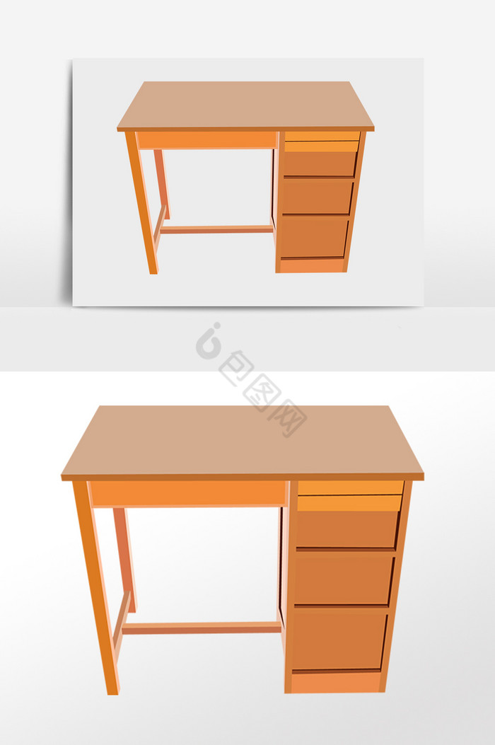 木质家具办公桌子插画图片