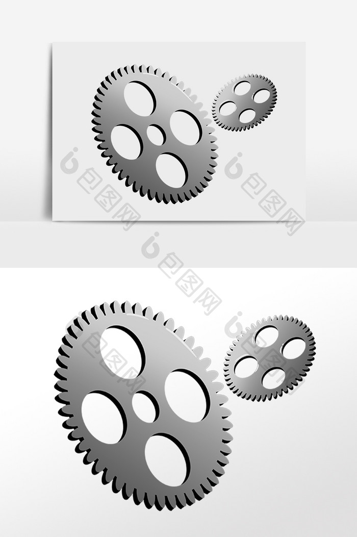 手绘汽车零部件配件齿轮插画