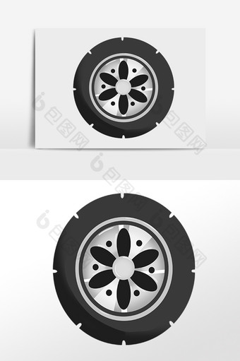 手绘汽车零部件配件轮胎备胎插画图片