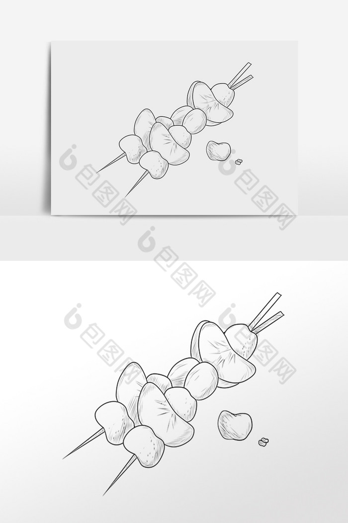 线描素描食物烤串插画图片图片