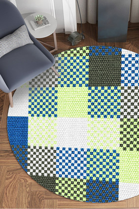 现代北欧圆形地毯格子地毯图案
