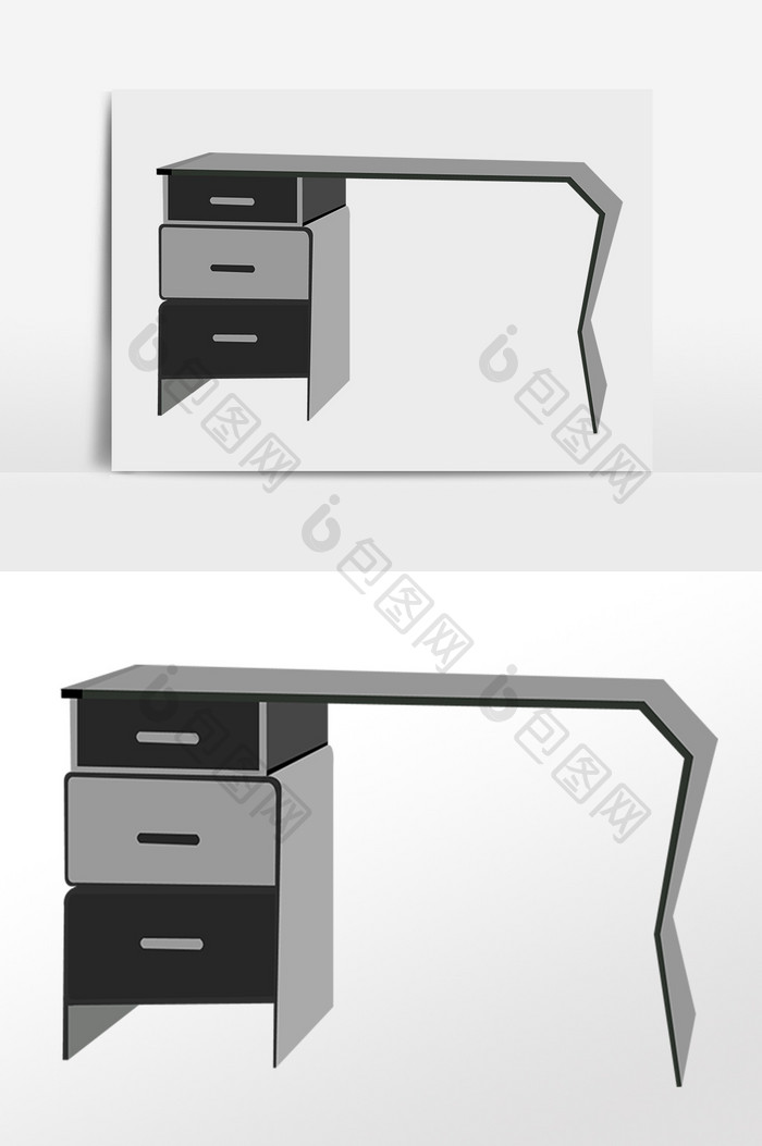 手绘简约生活家具桌子学习桌插画